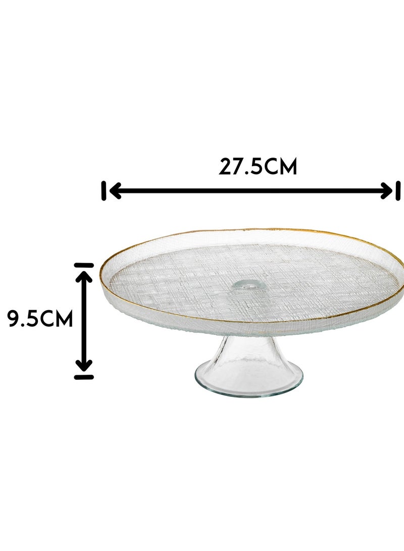 إيليجانت صحن تقديم زجاج فاخر بقاعدة – قطر 27.5 سم – ارتفاع 9.5 سم – مثالي للحلويات والضيافة ✨🍰 - Image 5
